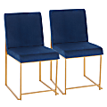 LumiSource Fuji High Back Dining Chairs, Blue/Gold, Set Of 2 Chairs