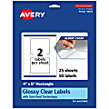Avery® Glossy Permanent Labels With Sure Feed®, 94253-CGF25, Rectangle, 4" x 5", Clear, Pack Of 50