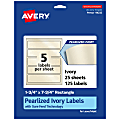 Avery® Pearlized Permanent Labels With Sure Feed®, 94232-PIP25, Rectangle, 1-3/4" x 7-3/4", Ivory, Pack Of 125 Labels