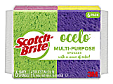 ocelo Scotch-Brite Multipurpose Sponges, 6 Scrubbing Sponges, Assorted Colors, Great For Washing Dishes and Cleaning Kitchen
