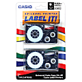 Casio® XR9WE2S Black-On-White Tapes, 0.38" x 26', Pack Of 2