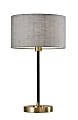 Adesso® Bergen Table Lamp, 24"H, Gray Shade/Black And Antique Brass Base