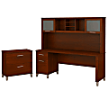 Bush Furniture Somerset 72"W Office Desk With Hutch And Lateral File Cabinet, Hansen Cherry, Standard Delivery