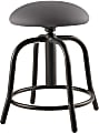 National Public Seating® 18" - 25" Height Adjustable Designer Stool, 3" Padded Charcoal Fabric Seat, Black Frame