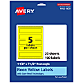 Avery® Print-To-The-Edge Labels With Sure Feed® Technology, 94231-NYP20, Rectangle, 1-1/2" x 7-1/2", Matte Neon Yellow, Pack of 100 1 thumbnail image