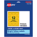 Avery® Print-To-The-Edge Labels With Sure Feed® Technology, 94603-BYP10, Heart, 2-9/32" x 1-27/32", Matte Bright Yellow, Pack of 120 1 thumbnail image