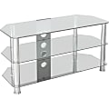 AVF SDC1000CMCC-A: Classic - Corner Glass TV Stand with Cable Management - Up to 50" Screen Support - 99.21 lb Load Capacity - 3 x Shelf(ves) - 19.7" Height x 39.4" Width x 16.5" Depth - Tempered Glass, Stainless Steel - Chrome, Clear 1 thumbnail image