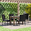 Flash Furniture Maxim Stackable Indoor/Outdoor Wicker Dining Chairs With Tie-On Padded Seat Cushions, Gray/Black, Set Of 4 Chairs