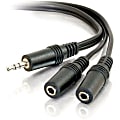 C2G 6ft One 3.5mm Stereo Male to Two 3.5mm Stereo Female Y-Cable - Mini-phone Male Stereo - Mini-phone Female Stereo - 6ft - Black