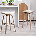 Glamour Home Beatrix Fabric Barstools, Beige/Brown, Set Of 2 Barstools