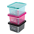 See Jane Work® IML Plastic Storage Boxes, Small, 7 1/8" x 6 1/4" x 4 1/4", Assorted Colors, Pack Of 3