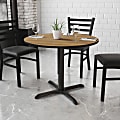 Flash Furniture Round Laminate Table Top With Table Height Base, 31-3/16”H x 36”W x 36”D, Walnut