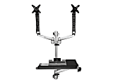 StarTech.com Wall Mounted Computer Workstation - Premium - Articulating Dual Monitor Arm - Keyboard Arm - Wall Mount Sit Stand Desk - Compact wall mounted computer workstation for dual monitors up to 30" (up to 19.8lb/9kg per display