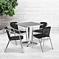 Flash Furniture Lila Square Aluminum Indoor-Outdoor Table With 4 Chairs, 27-1/2"H x 27-1/2"W x 27-1/2"D, Black, Set Of 5 1 thumbnail image