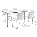 KFI Studios Dailey Table With 4 Sled Chairs, White/Silver 