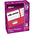 Avery® Paper 2-Pocket Folders, 8-1/2" x 11", Red, Pack Of 125 Folders 1 thumbnail image