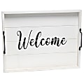 Elegant Designs Decorative Serving Tray, 2-1/4”H x 12”W x 15-1/2”D, White Wash Welcome 1 thumbnail image