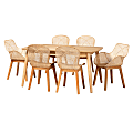 Baxton Studio Emmali Modern Bohemian Finished Wood And Rattan 7-Piece Dining Set, Natural Brown 1 thumbnail image