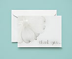 BRIDES® Flower Thank You Cards, White/Silver Foil, 5" x 7", Pack Of 40