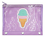 Office Depot® Brand 3-Ring Puffer Pencil Pouch, 7-7/8" x 10", Purple/Ice Cream 1 thumbnail image