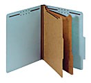 Office Depot® Brand Pressboard Classification Folders With Fasteners And 2 Dividers, Letter Size, 100% Recycled, Light Blue, Box Of 10