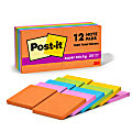 Post-it Super Sticky Notes, 3 in x 3 in, 12 Pads, 90 Sheets/Pad, 2x the Sticking Power, Energy Boost Collection