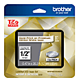 Brother TZe Premium Glitter Laminated Tape, 1/2" x 26-3/16', Gold Ink/White Tape 1 thumbnail image