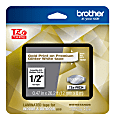 Brother TZe Premium Glitter Laminated Tape, 1/2" x 26-3/16', Gold Ink/White Tape 1 thumbnail image