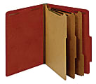 Office Depot® Brand Pressboard Classification Folders With Fasteners, Letter Size (8-1/2" x 11"), 3-1/2" Expansion, 100% Recycled, Red, Box Of 10