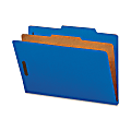 Smead® Classification Folders, With SafeSHIELD® Coated Fasteners, 1 Divider, 2" Expansion, Legal Size, 50% Recycled, Dark Blue, Box Of 10