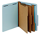 Office Depot® Brand Pressboard Classification Folders With Fasteners And 3 Dividers, Letter Size, 100% Recycled, Light Blue, Box Of 10