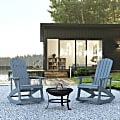 Flash Furniture Savannah All-Weather Poly Resin Wood Adirondack Rocking Chairs With 22" Round Fire Pit, 39-1/2”H x 29-1/2”W x 37-3/4”D, Sea Foam 1 thumbnail image