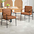 Glamour Home Beckett Faux Leather Dining Accent Chair, Brown/Black 1 thumbnail image