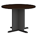 Bush Business Furniture 42"W Round Conference Table, Mocha Cherry/Graphite Gray, Premium Installation