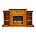 Cambridge® Sanoma Electric Fireplace With Built-In Bookshelves And Enhanced Log Display, Teak