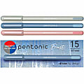 Pentonic Frosted Barrel Ballpoint Pens - 0.7 mm Fine Pen Point - Assorted Ink - Frost Barrel - 10 / Box 1 thumbnail image