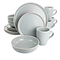 Gibson Elite Serenade 16-Piece Round Stoneware Dinnerware Set, Light Gray