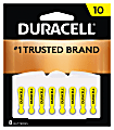 Duracell® Easy Tab Zinc-Air Hearing Aid Batteries, Size 10, Pack Of 8
