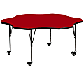 Flash Furniture Mobile Height Adjustable Thermal Laminate Flower Activity Table, 25-3/8”H x 60''W, Red 1 thumbnail image