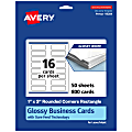 Avery® Printable Rounded Corner Mini Business Cards With Sure Feed® Technology, Print-To-The-Edge, 1"x3", Glossy White, Pack Of 800 1 thumbnail image