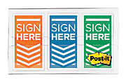 Post-it® Notes Sign Here Printed Flags, 1" x 1-3/4", Assorted Colors, Pack Of 60 Flags