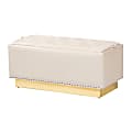 Baxton Studio Powell Storage Ottoman, Beige/Gold