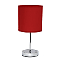 Creekwood Home Nauru Petite Metal Stick Table Lamp, 11-7/8"H, Red Shade/Chrome Base