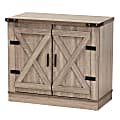 Baxton Studio Farmhouse 32"W 2-Door Shoe Storage Cabinet, Oak Brown