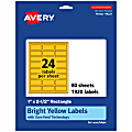 Avery® Printable Labels With Sure Feed® Technology, 94221-BYP80, Rectangle, 1" x 2-1/2", Matte Bright Yellow, Pack of 1920 1 thumbnail image