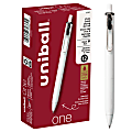 Uni-Ball® One Retractable Gel Pens, Medium Point, 0.7 mm, White Barrel, Black Ink, Pack Of 12 Pens 1 thumbnail image