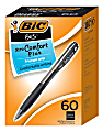 BIC® BU3 Xtra-Comfort Plus Retractable Ballpoint Pens, Medium Point, 1.0 mm, Black Barrel, Black Ink, Pack Of 60 Pens
