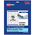Avery® Print-To-The-Edge Jewelry Tags With Sure Feed® Technology, 1-1/2"x2" Rectangle Rounded, Matte White, Pack Of 150 1 thumbnail image