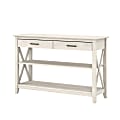 Bush Furniture Key West Console Table With Drawers And Shelves, Linen White Oak, Standard Delivery