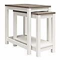 Ameriwood Home Chapel Hill Rustic Farmhouse Nesting Table 2-Piece Set, 23-1/2"H x 24"W x 15"D, White/Brown Oak 1 thumbnail image